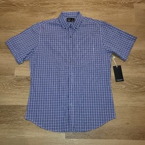 Luke & Dutch Mens Button-down Shirt Blue / Purple Short Sleeve Size Medium New